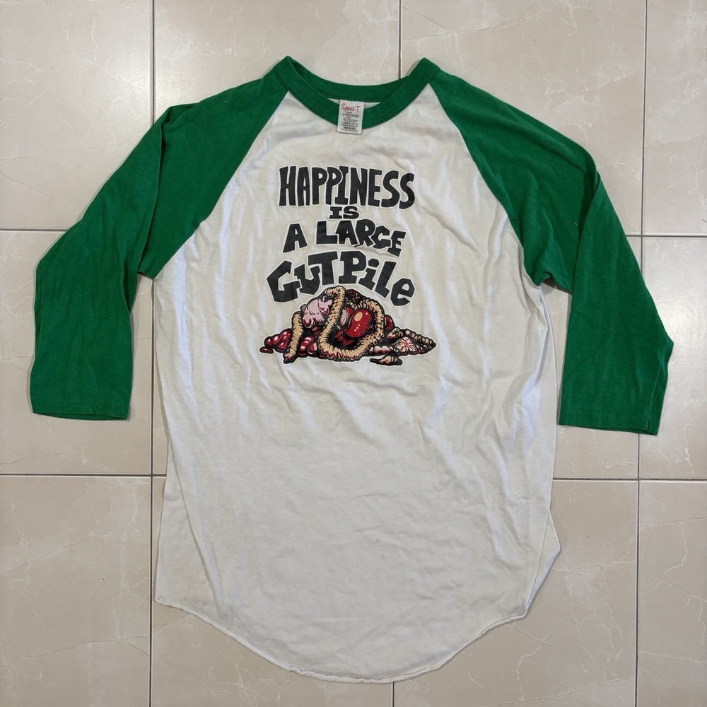 Vintage 90s 3/4 Sleeve T Shirt Men's L Made In USA Hunting Fishing Shooting Tee